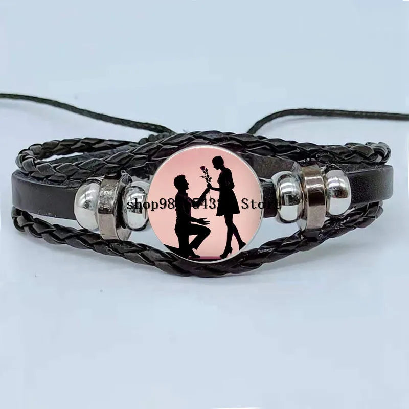 Valentine's Day Red Rose Heart Bracelet