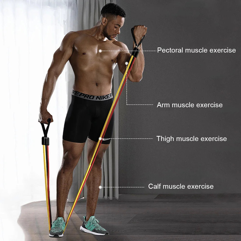 Gym 11 Pcs Resistance Tube Bands Set