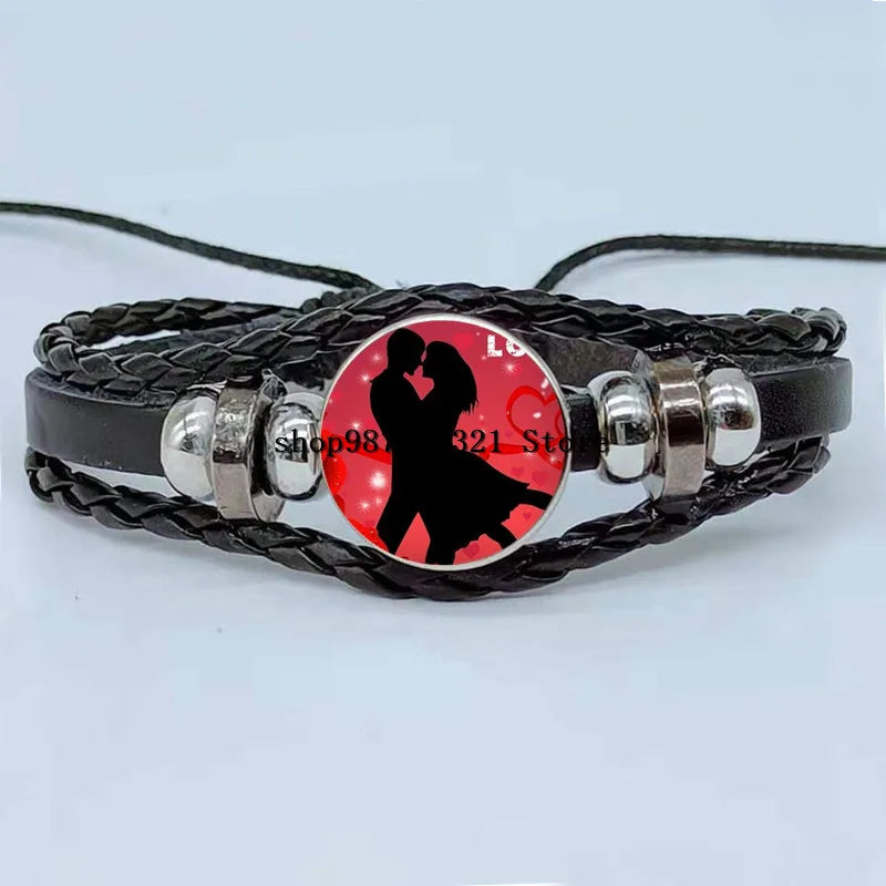 Valentine's Day Red Rose Heart Bracelet