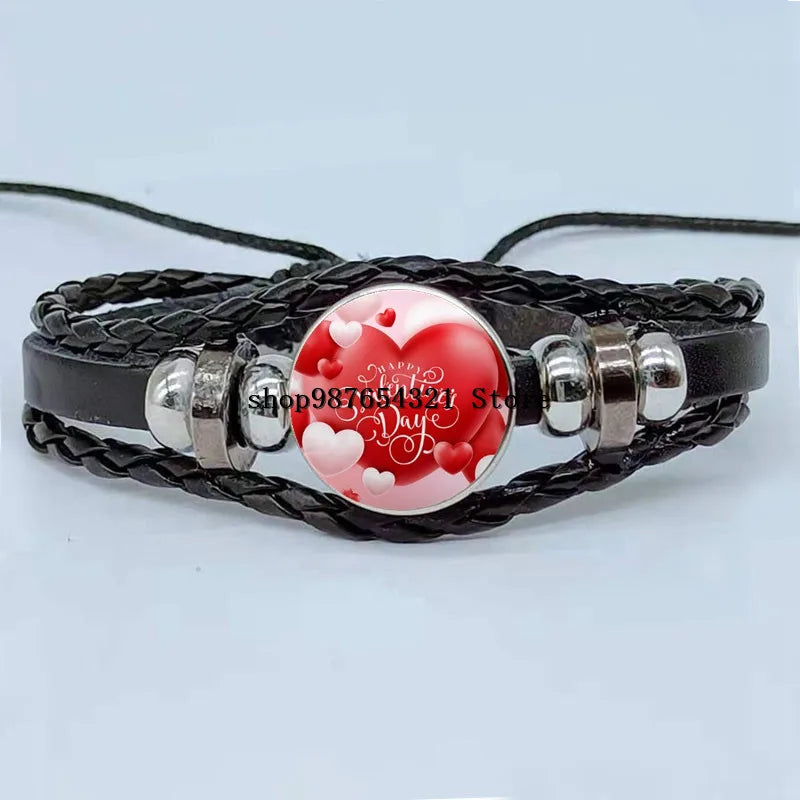 Valentine's Day Red Rose Heart Bracelet