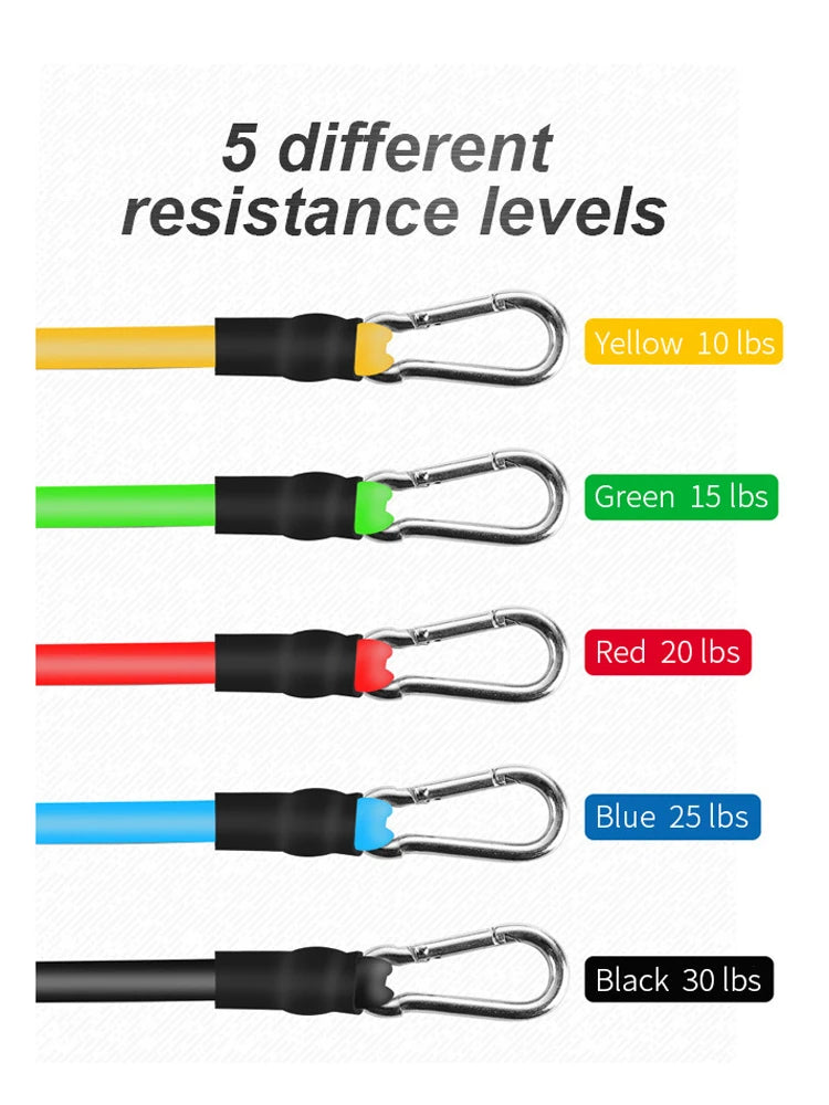 Gym 11 Pcs Resistance Tube Bands Set