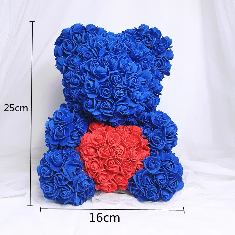 Artificial PE Teddy Rose Flower Bear
