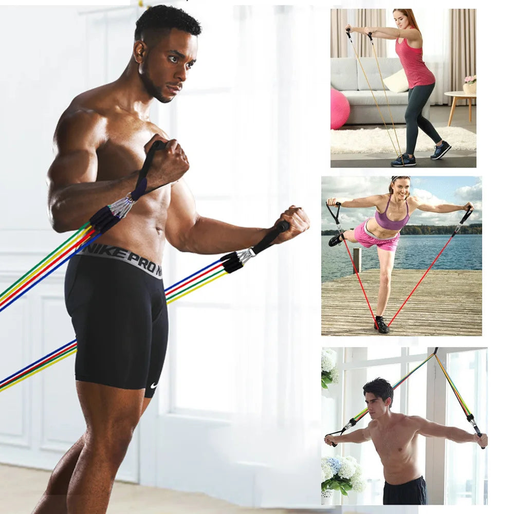 Gym 11 Pcs Resistance Tube Bands Set