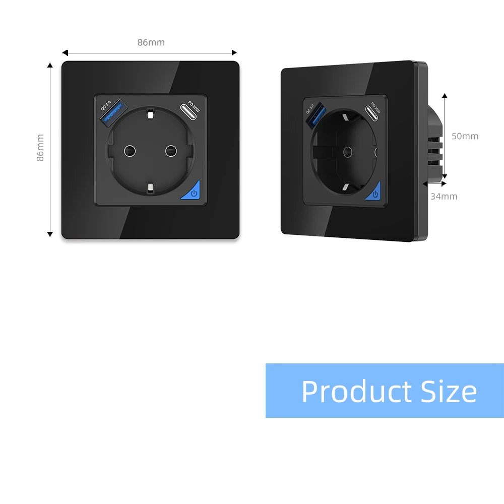 Wifi EU 16A Smart Wall Socket