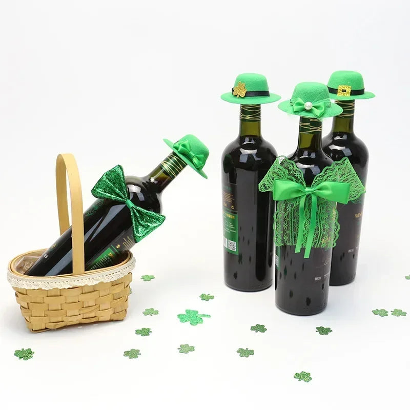 Wine Bottle Decor Clover Hat