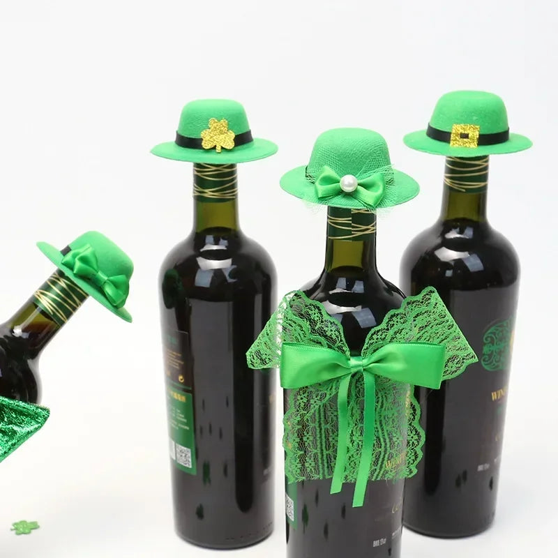 Wine Bottle Decor Clover Hat