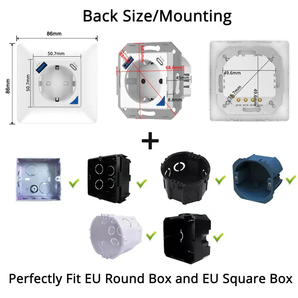 Wifi EU 16A Smart Wall Socket