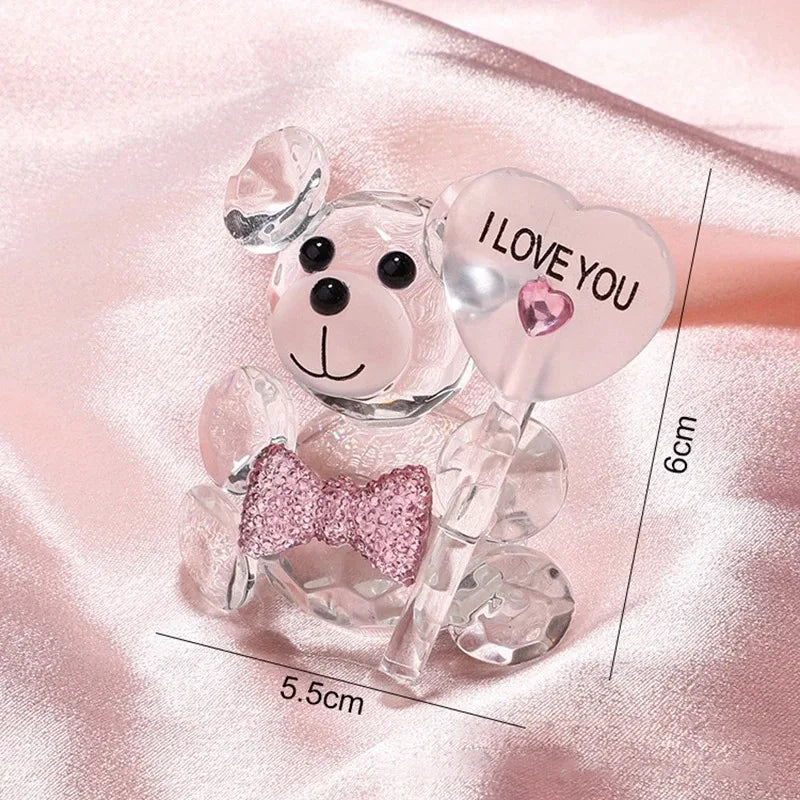 Valentines Day I Love You Crystal Bear Glass