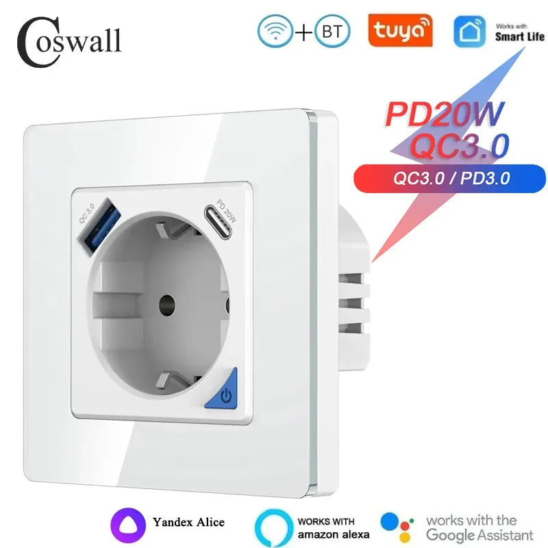 Wifi EU 16A Smart Wall Socket