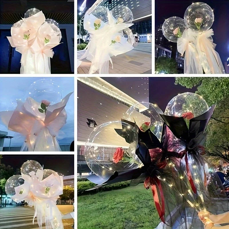 Party Decoration Rose Wave  LED Glow Balloon