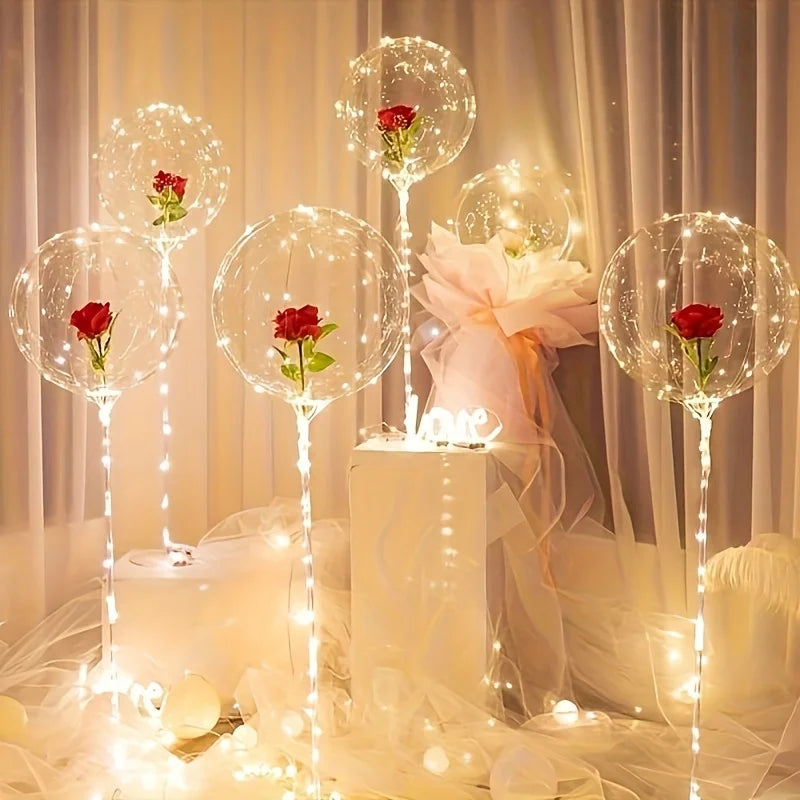 Party Decoration Rose Wave  LED Glow Balloon