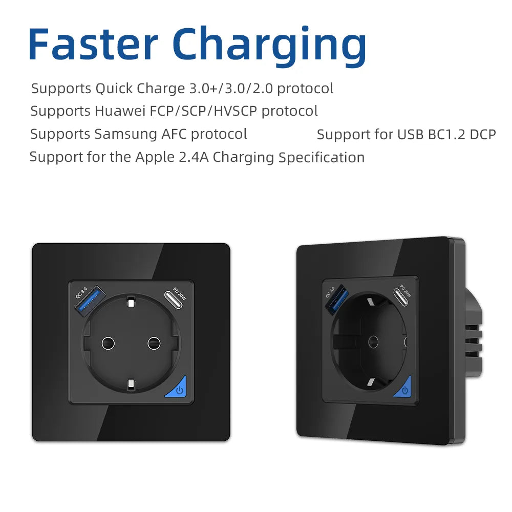 Wifi EU 16A Smart Wall Socket
