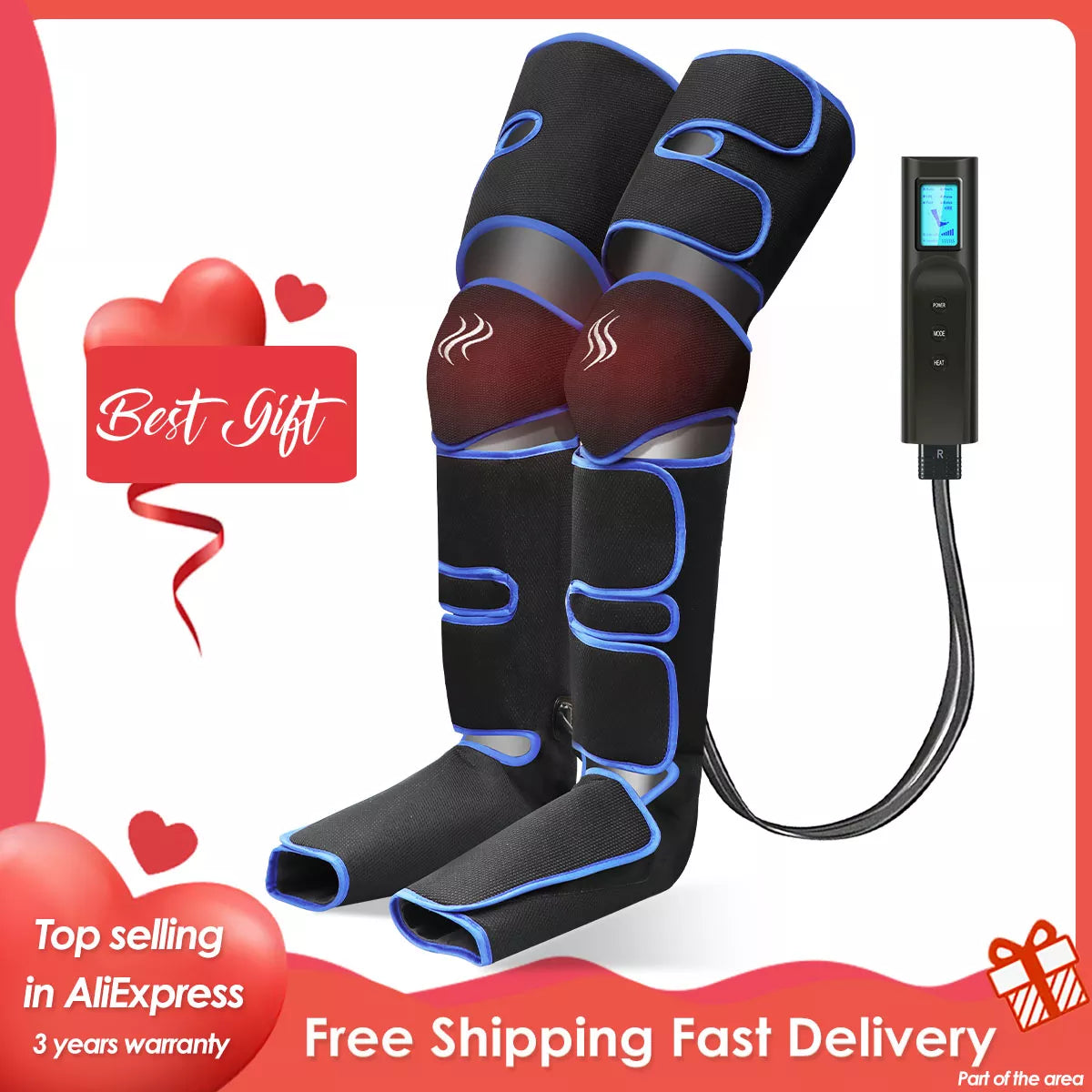 Foot air pressure leg massager