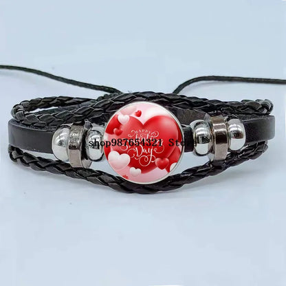 Valentine's Day Red Rose Heart Bracelet