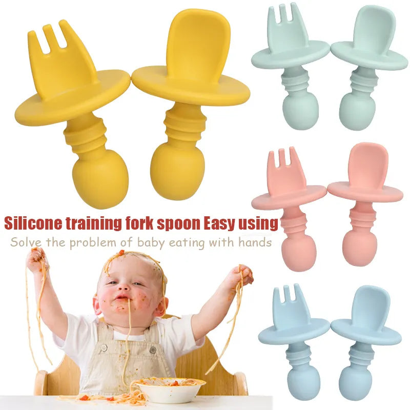 Baby Mini Silicone Fork Spoon