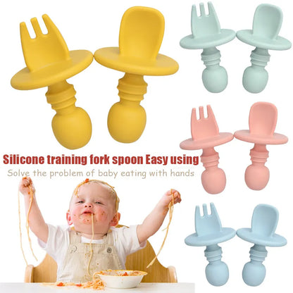 Baby Mini Silicone Fork Spoon