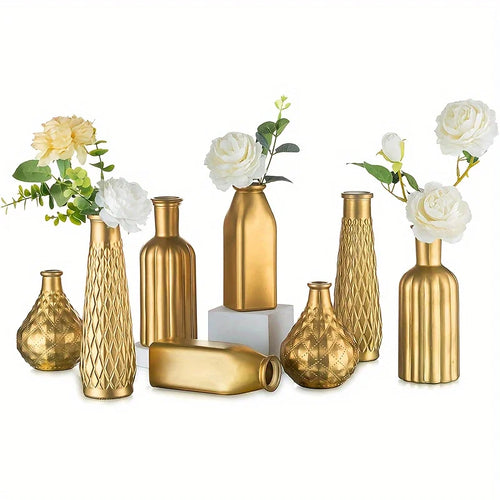 Art Style Cylindrical Gold Glass Vase