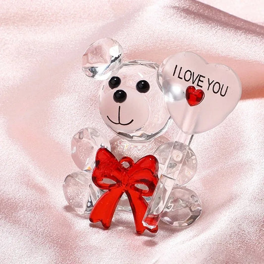 Valentines Day I Love You Crystal Bear Glass