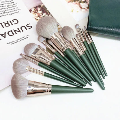 Hot Green Makeup Brushes Set