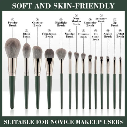 Hot Green Makeup Brushes Set