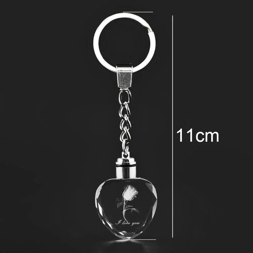 Crystal Rose Flower Heart Key Chain