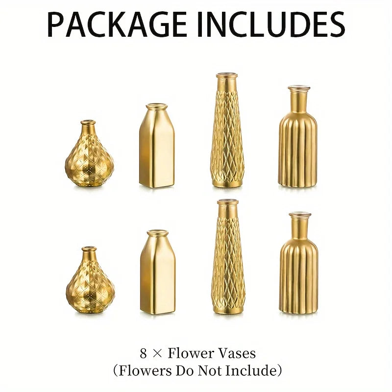 Art Style Cylindrical Gold Glass Vase