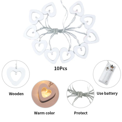 10pcs Heart String Decoration  Lights