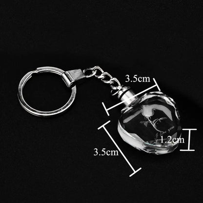 Crystal Rose Flower Heart Key Chain